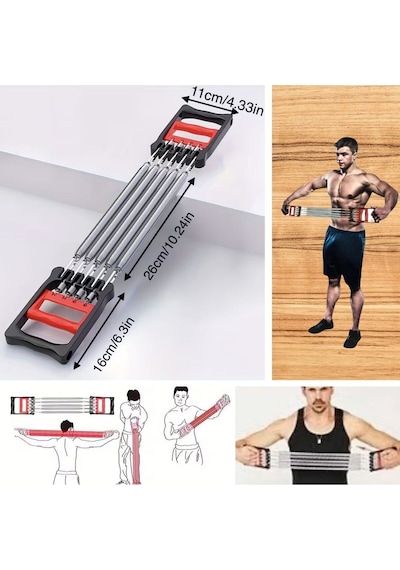 Buffer Göğüs ve Kuvvet Egzersiz Aleti 5 Yaylı 5 Kademeli Ayarlanabilir Fitness Ve Kuvvet Antrenmanı Ekipmanı Çok Renkli