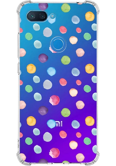 Prinrify Xiaomi Mi 8 Lite Uyumlu Water Color 6 Baskılı Şeffaf Köşe Korumalı Antişok Kılıf