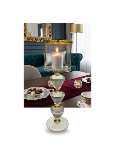 Lorena Gold Krıstal Mumluk 7x7x24 Cm Şeffaf