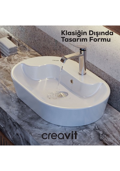 Creavit Topic Tezgah Üzeri Çanak Lavabo 70cm Beyaz Tp172-00cb00e-0000