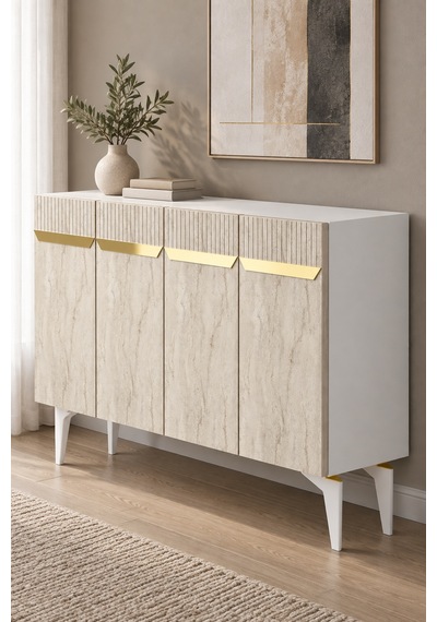 Ka1244btg Duma Konsol Beyaz-traverten-gold 120cm Beyaz - Traverten - Gold Ka1244btg Duma Konsol Beyaz-traverten-gold 120cm Beyaz - Traverten - Gold