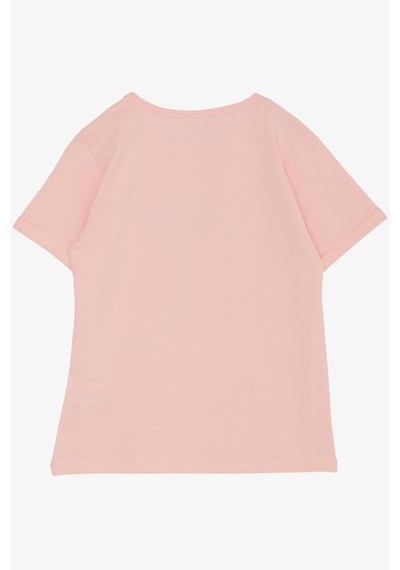 Breeze Kız Çocuk Tişört Taşlı Yazı & Kalp Baskılı 8-14 Yaş, Pembe Pembe