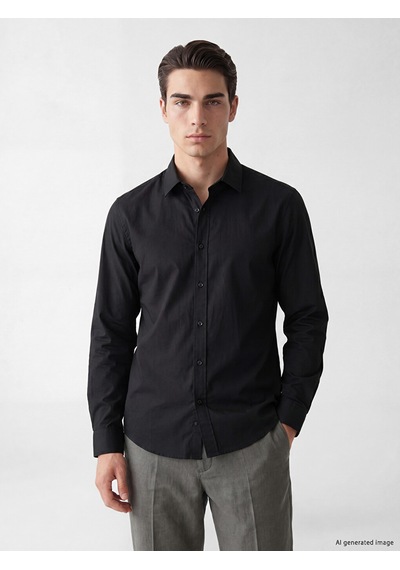 Lcw Busıness Siyah Slim Fit Poplin Erkek Gömlek
