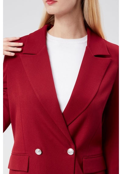Bordo Oversize Dokuma Blazer Ceket Siyah