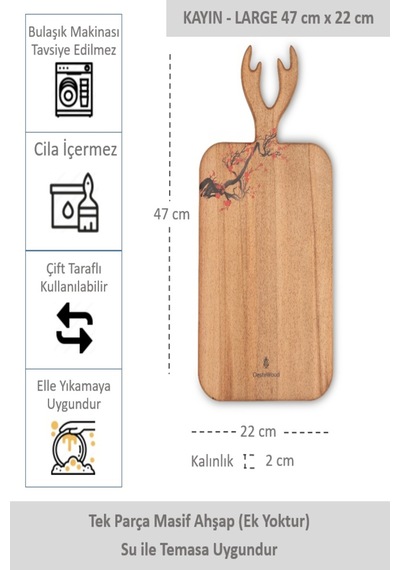 Yekpare Masif Ahşap Sunum Kesme Tahtası Desenli Kayın Large 13