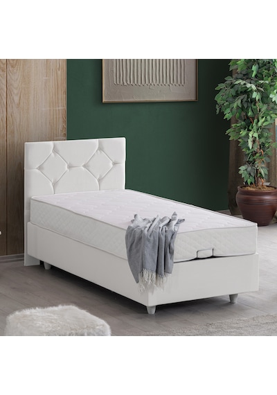 Glamis Tek Kişilik Baza Başlık Letto Yatak Seti - Beyaz 120 x 200