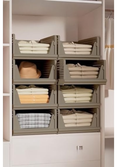 Mithra Life 6 Bölmeli Kayar Raf Organizer Dolap İçi Kıyafet Aksesuar Düzenleyici Bej 45x35 Cm Mıt1260
