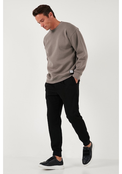 Buratti Regular Fit Bisiklet Yaka Pamuklu Içi Tüylü Yumuşak Şardonlu Erkek Sweat 5905255 Toprak