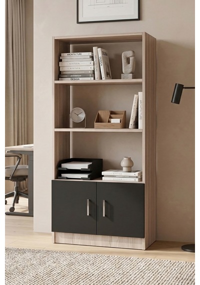 Yurudesign Vario D Ofis Kitaplık Meşe-Siyah