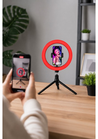 10 İnç Rgb Ring Light Selfie Işığı Tripod Telefon Tutucu Tiktok Youtube Canlı Yayın Makyaj Lambası
