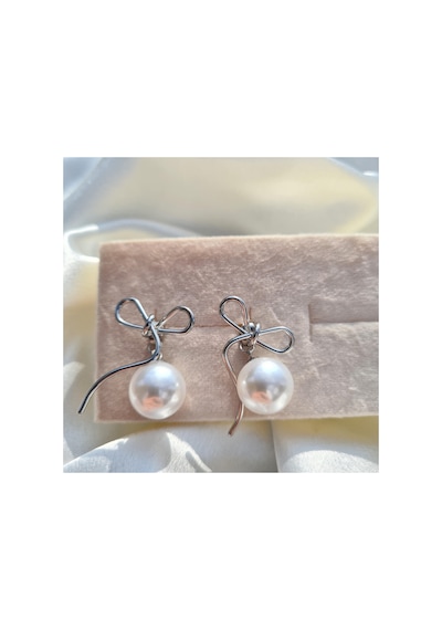 Pearl Ribbon Elegance Küpe Gümüş