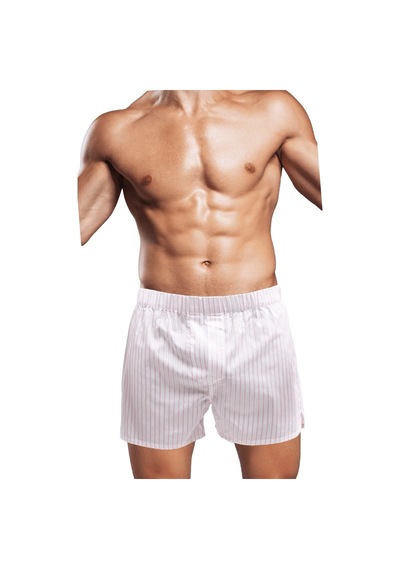 The Don Beyaz-Pembe Çizgili Exclusive Yırtmaçlı Erkek Boxer