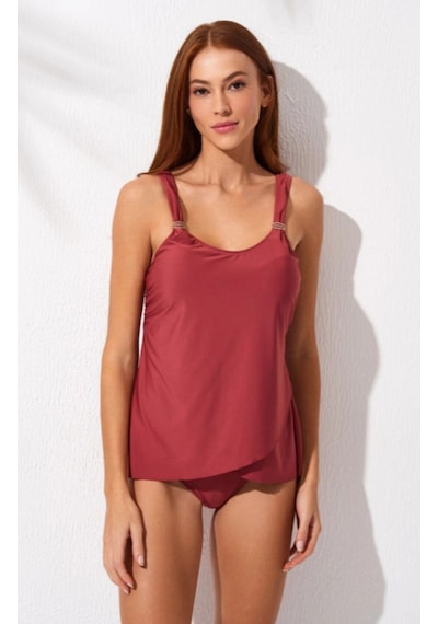 Pierre Cardin Yuvarlak Yaka Tankini Takım Yeni Sezon 2025 Kahverengi