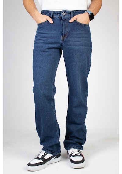 HLT Jeans Erkek Mavi Baggy Fit Bol Kesim %100 Pamuk Denim Loose Jeans Kot Pantolon Leo 001