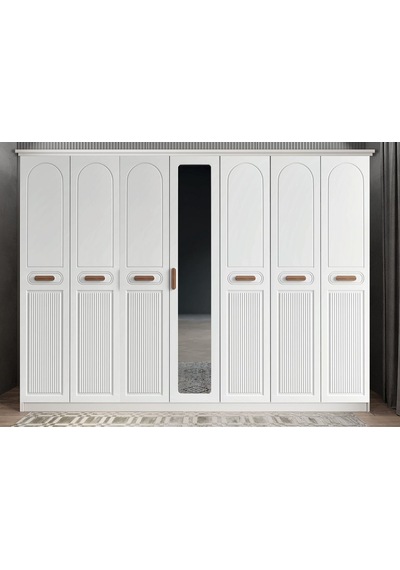 Etro Membran 7 Kapaklı Gardırop Montaj Dahil Beyaz 280 Cm