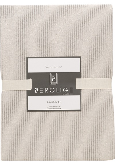 Berolige Cottage 100% Pamuklu Çift Kişilik Yıkamalı İplik Boya Çizgili Nev Kahve - Krem