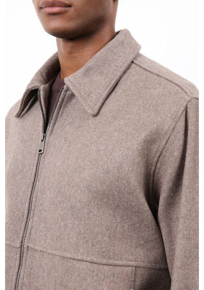 Antioch Regular Fit Dokulu Erkek Mont Koyu Vizon