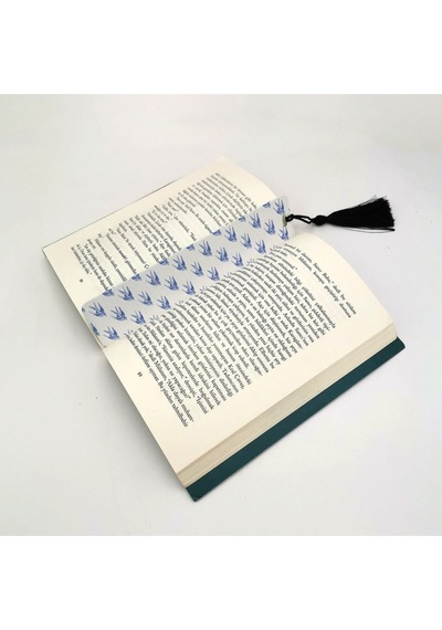 Kırlangıç Desen Baskılı, Püsküllü Kitap Ayracı Bookmark,ayraç-131