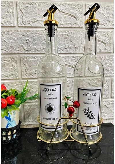 Altın Standlı Kiraz Figürlü 750ml Şeffaf Şişe Altın Akıtıcılı Eti