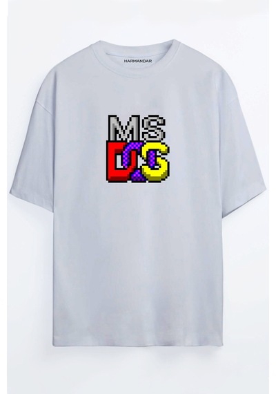 Ms-dos Siyah - Beyaz Oversize T-shirt Beyaz