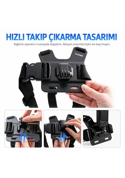 Zomei Tüm Aksiyon Kameraları İle Uyumlu Full Aksesuar Seti- 25 Farklı Ürün/eksiksiz Set