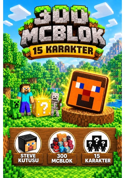 Steve Kutulu Minecraft Manyetik Blok Seti - 300 Parça + 15 Karakter