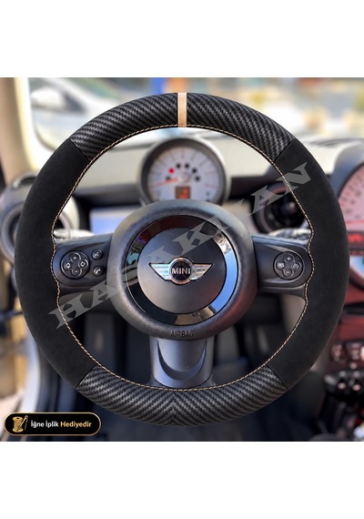 Mını Countryman R60 Dikme Direksiyon Kılıfı Alcantara Süet Mat Karbon Bej Yüzük Ve Dikiş Crossover Suv 2010-2016