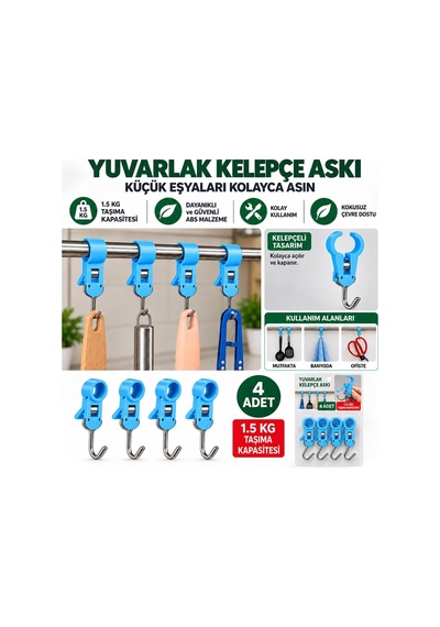 Sunup Sn-38119 Yuvarlak Kelepçe Askı 80x12x18mm 4'lü Paket Çok Renkli