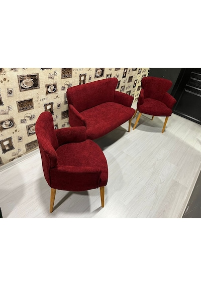Venqm Bukle Çay Seti Koltuk Takımı Balkon Ofis Mutfak Bordo