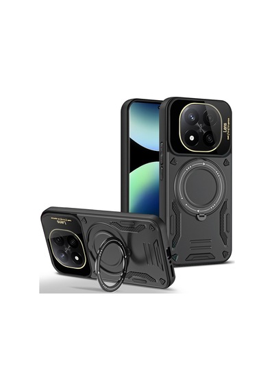 Xiaomi Redmi Note 14 Pro 5g Uyumlu Kılıf Joy Lens Standlı Kapak - Siyah