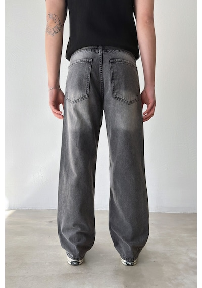Flaw Çizgili Regular Jean-29106 Antrasit