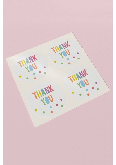 90 Adet Thank You Teşekkür Etiketi Renkli Yazılı 3x3cm St2028 Çok Renkli