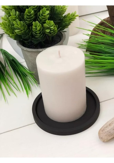 Minimalist Ve Şık Beton Siyah Yuvarlak Tepsi 26 Cm