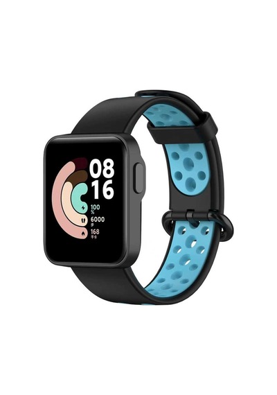 Ekılıf - Xiaomi Redmi Watch 2 Lite Uyumlu - Kordon Silikon Kordon Krd-02 - Siyah-mavi