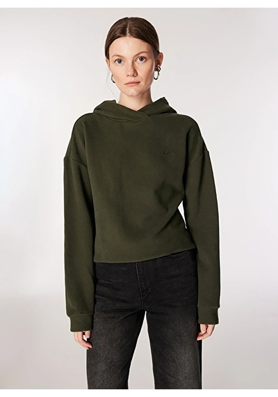 Lee Cooper Açık Haki Kadın Kapüşon Regular Fit Düz Sweatshirt 251 Lcf 241013 Laney A. Haki