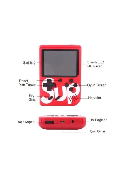 Cosmostech Sup Game Box Plus 400 Oyunlu Taşınabilir Mario Oyunlu Retro El Atarisi Siyah