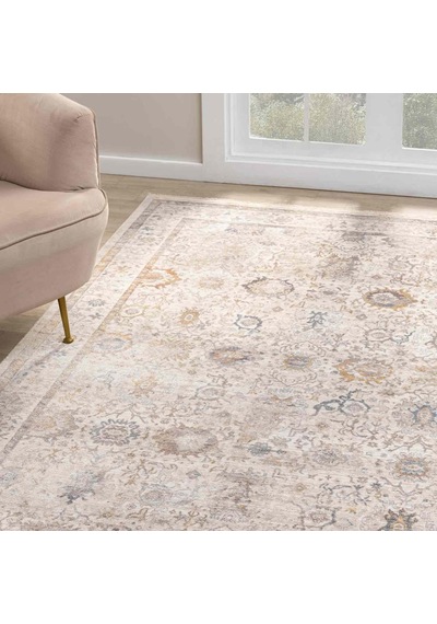 Krem Bej Soyut Eskitme Desenli Uşak Halı - Ns0256ka Krem - Bej