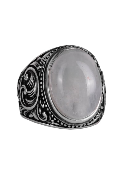 Gerçek Doğal Cabochon Akuamarin Taş Yüzük - Sakin 925k Solid Gümüş Erkek Yüzük - Şeffaflık Ve Huzur Tasarımı Gümüş