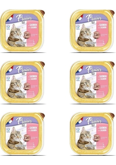 Plaisir Somon Balıklı Pate Kısırlaştırılmış Ve Yetişkin Kedi Yaş Maması 6 x 100 G