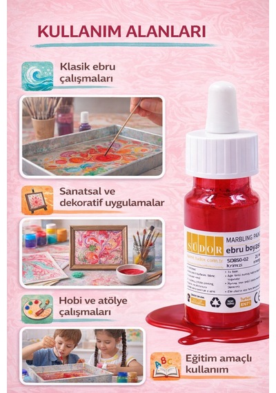Sarı Renk Ebru Boyası 25 Ml Yoğun Pigment, Su Bazlı