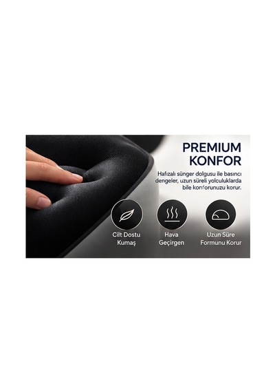 Seyahat Boyun Yastığı Hafızalı Süngerli Uçak, Otobüs Ve Araç İçin Ergonomik Boyun Destek Minderi Siyah - 931319316 Siyah