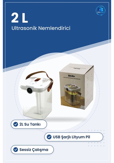 Hava Nemlendirici 2l Usb Şarjlı Işıklı Buhar Koku Giderici Sessiz
