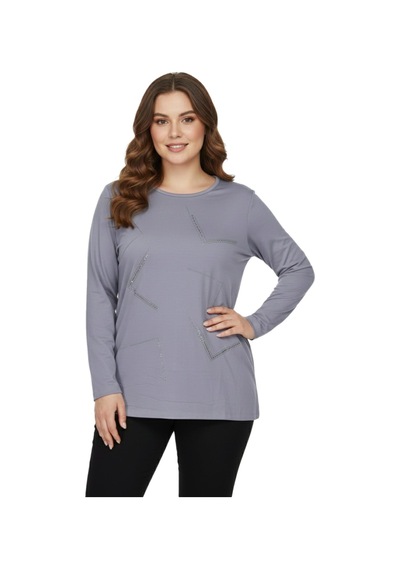 Wearon Kadın Gri Sıfır Yaka Taşlı Bluz Bgl-st05151 Gri
