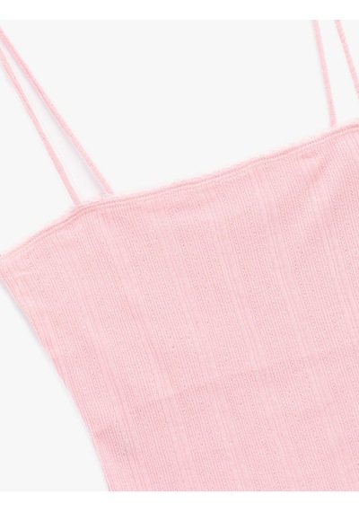 Koton Slim Fit İnce Askılı Crop Atlet Pembe 5sak10692ek Gül