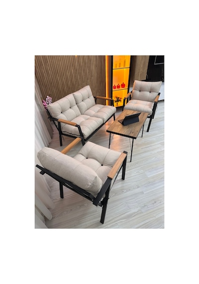 Houseart Menekşe Balkon, Bahçe,teras,cafe - Salon - Metal Kanepe Koltuk Takımı - 2 1 1 Sehpa Krem Houseart Menekşe Balkon, Bahçe,teras,cafe - Salon - Metal Kanepe Koltuk Takımı - 2 1 1 Sehpa Krem