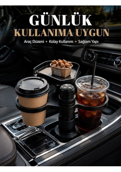 Araç İçi Bardaklık Organizeri Çok Amaçlı İçecek Ve Eşya Tutucu