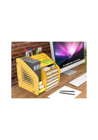 Fx-xl Hexa - 6 Renk - A4 Evrak Rafı Masaüstü Organizer Sarı - 39484853 Sarı