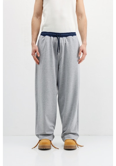 Vamos Baggy Fit Eşofman Alt V80-41 Gri Melanj