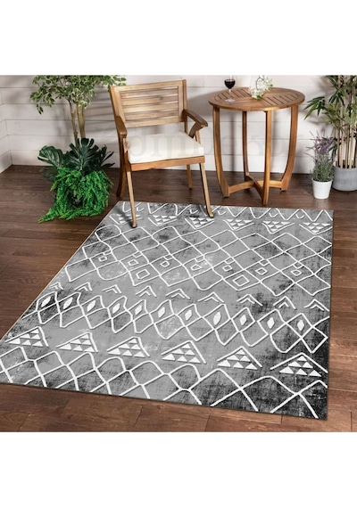 Dijidekor Halı Gri Bm004gr Yıkanabilir Saçaksız İnce Yolluk K... Gri