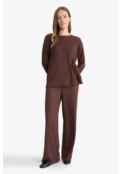 Defacto Straight Fit Düz Paça Bürümcük Pantolon C0200ax25aubn539 Kahve